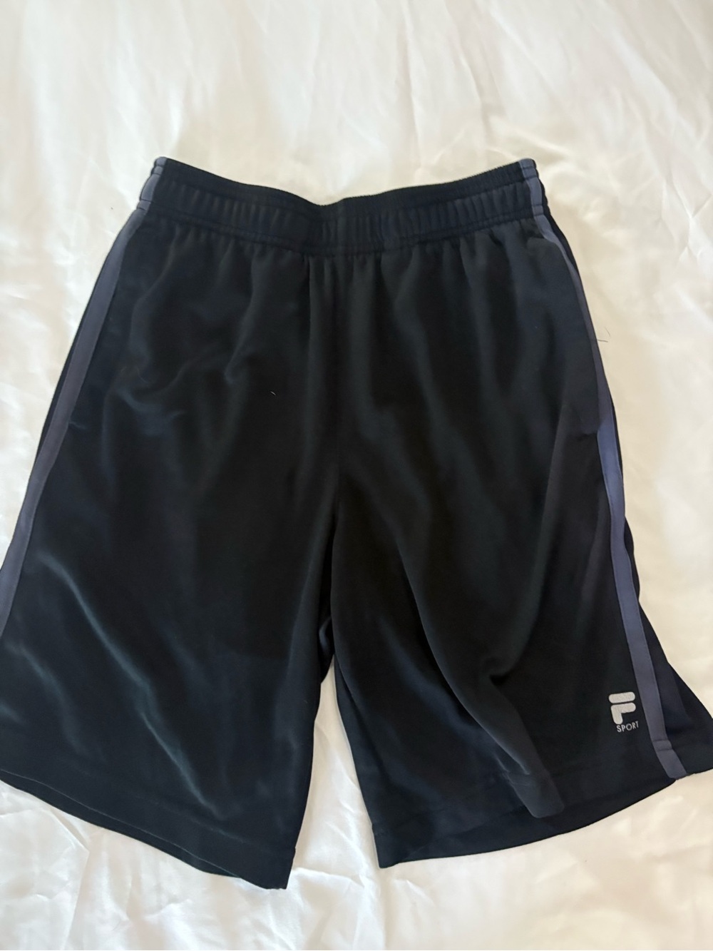 Fila Men’s Black Athletic Shorts with Gray Side Stripes